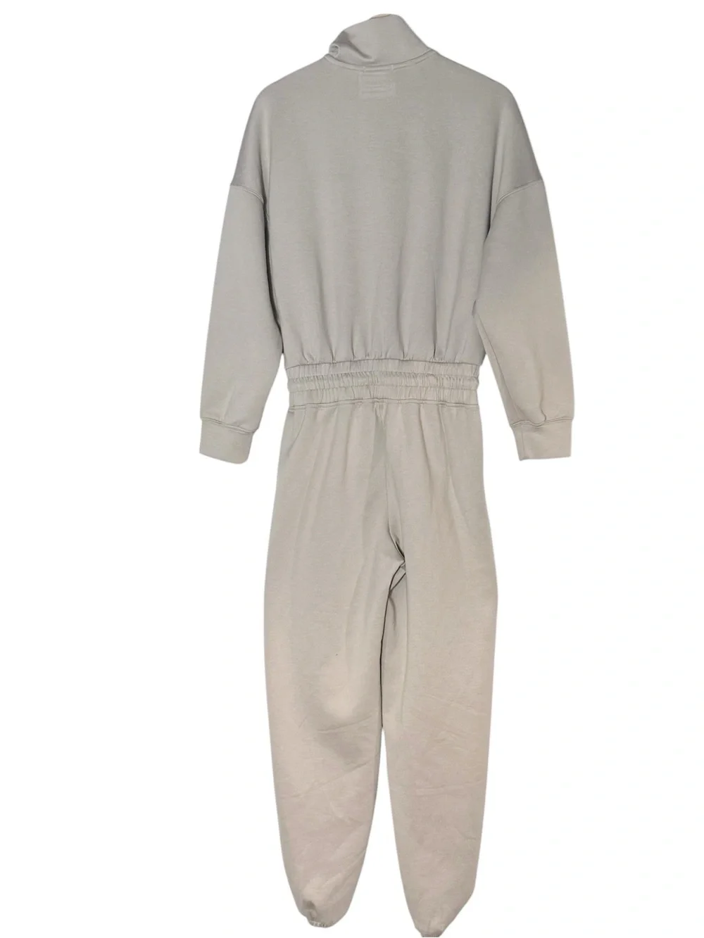 Abercrombie YPB NeoKnit Scuba Knit Half Zip Jogger JumpSuit Size S Beige Gray